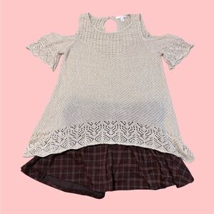 LC Lauren Conrad Cream Crochet Kids Blouse